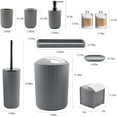 thumbnail image 1 of 10-Piece Gray Bathroom Set - Trash Can, Soap Dispenser, Toilet Brush & Vanity Tray, 1 of 3