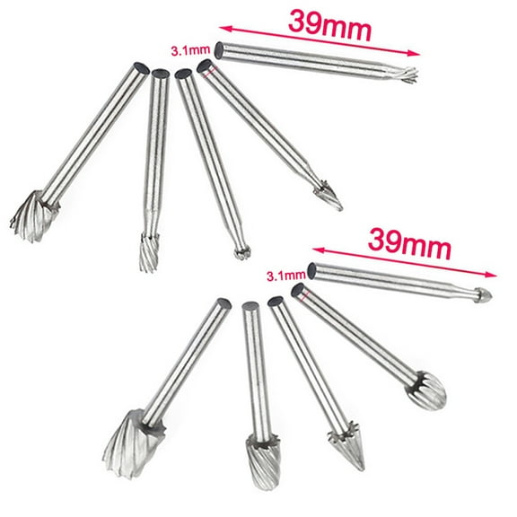 10 Piece HSS Titanium Rotary File Set Dremel Routing and Milling Cutters for Wood and DIY Projects