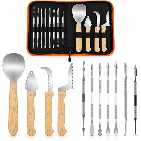 10-Piece Halloween Pumpkin Carving Tool Set, Stainless Steel with Storage Bag