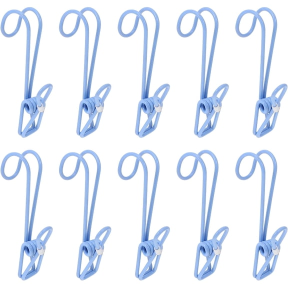 10-Piece Hanging Clothes Pins with Hooks for Clothing, Kitchen & Bath Multipurpose Laundry Clip Set