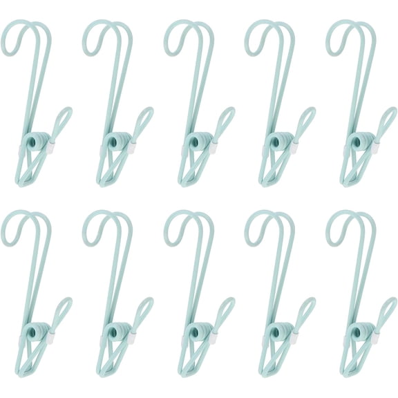 10-Piece Hanging Clothes Pins with Hooks for Clothing, Kitchen & Bath Multipurpose Laundry Clip Set