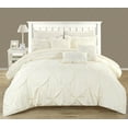 10 Piece Hannah Pinch Pleated Ruffled and Pleated Complete Queen Bed in