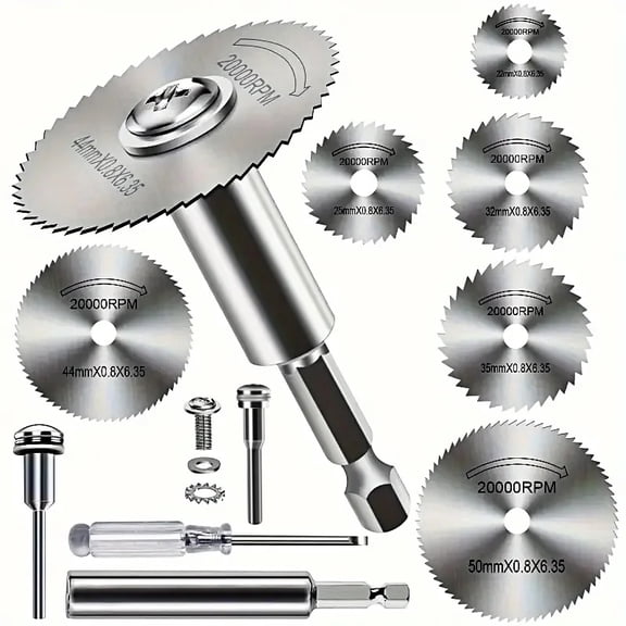 10-Piece High-Speed Steel Saw Blade Set 1/4" Hex Shank Cutting Discs for Metal, Wood & Plastic Rotary Tool Compatible