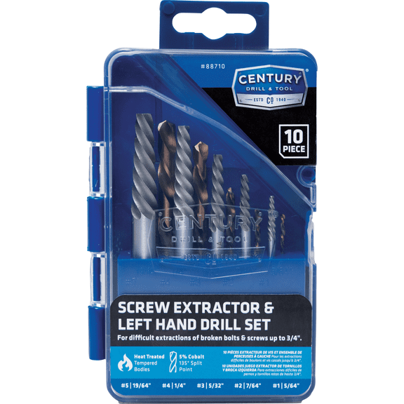 10-Piece High Speed Steel & Spiral Screw Extractor - Pack of 4 Construction & DIY Use, Standard Hardware Spec