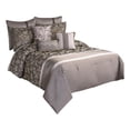 thumbnail image 1 of Benjara 10 Piece King Polyester Comforter Set with Leaf Print- Platinum Gray, 1 of 7