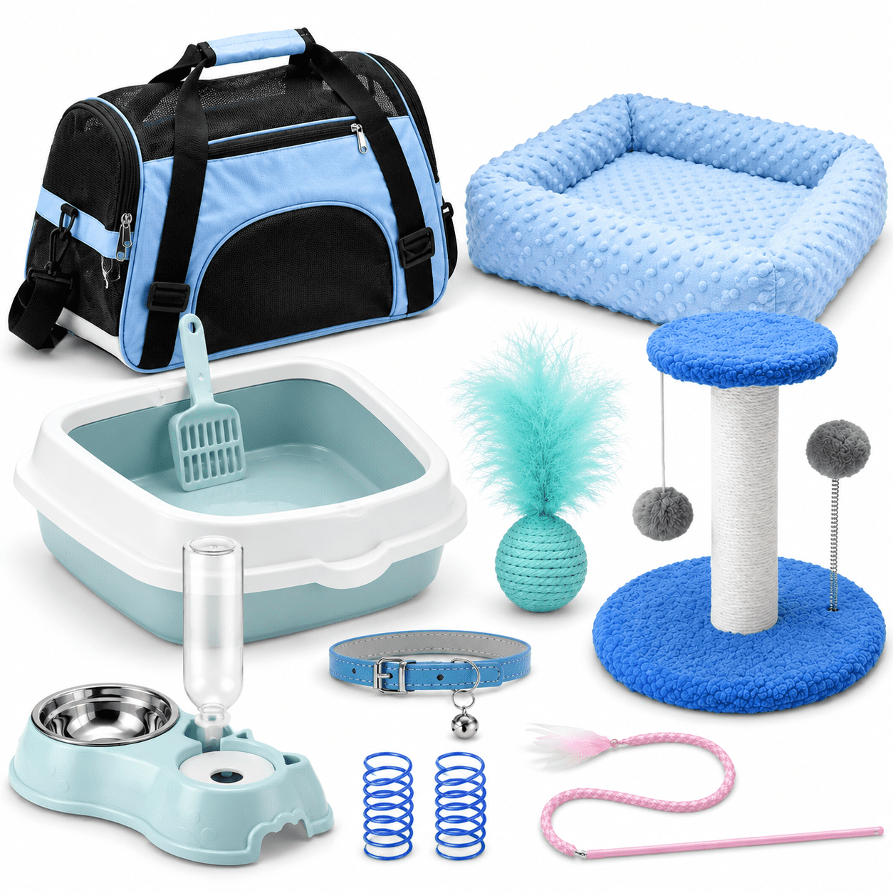 10-Piece Kitten Starter Kit for Indoor Cats, Classic Blue, Medium ...