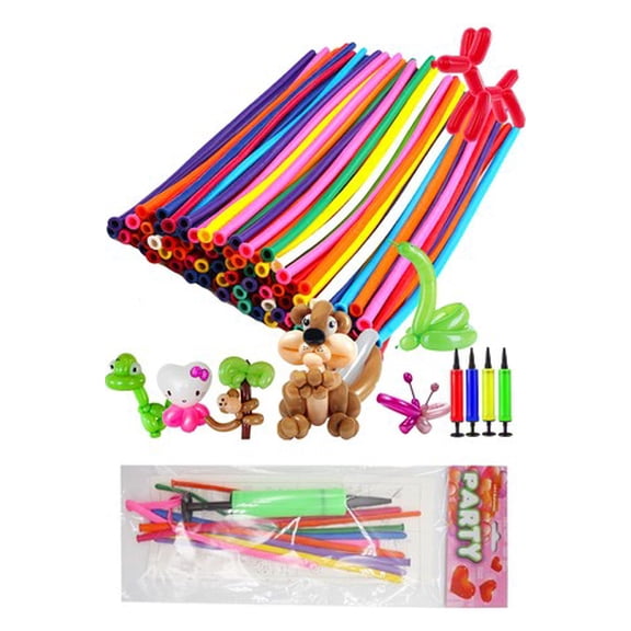 10 Piece Long Twisting Balloons Kit with Pump Party Balloon Set