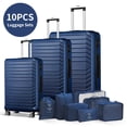 thumbnail image 1 of 10 Piece Luggage Sets, 20 24 28 inch Lightweight Harside Suitcase with Spinner Wheels and 7PCS Packing Cubes(Navy), 1 of 11