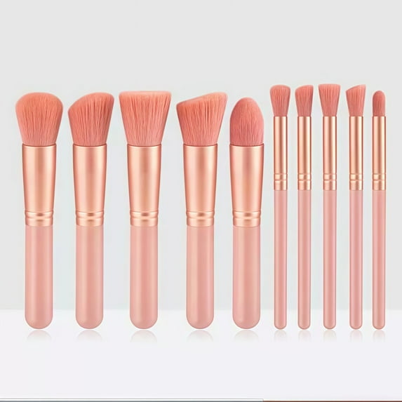 10 Piece Makeup Foundation Brush Set For Application And Blending Beauty Tools