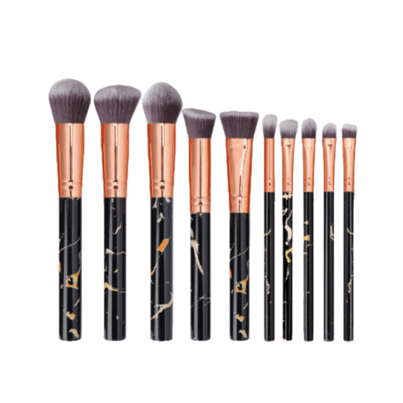 10-Piece Marble Makeup Brush Set, 5 Large and 5 Small Makeup Tools