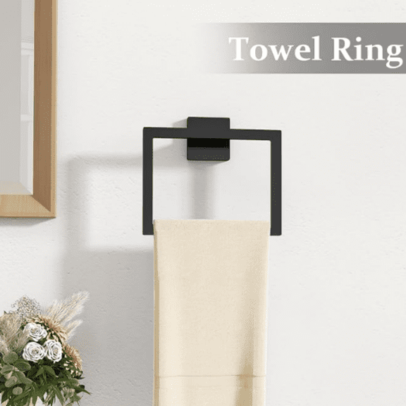 10-Piece Matte Black Bathroom Hardware Accessories Set, 24 inch Towel Bar, Stainless Steel Towel Racks for Bathroom, Bath Towel Bar Set Wall Mounted