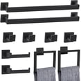 thumbnail image 1 of 10-Piece Matte Black Bathroom Hardware Set Towel Bar Set for Bathroom Include 24 inch Towel Bar Towel Ring TP Holder Coat Hooks Stainless Steel Wall Mounted Towel Holder Set, 1 of 7