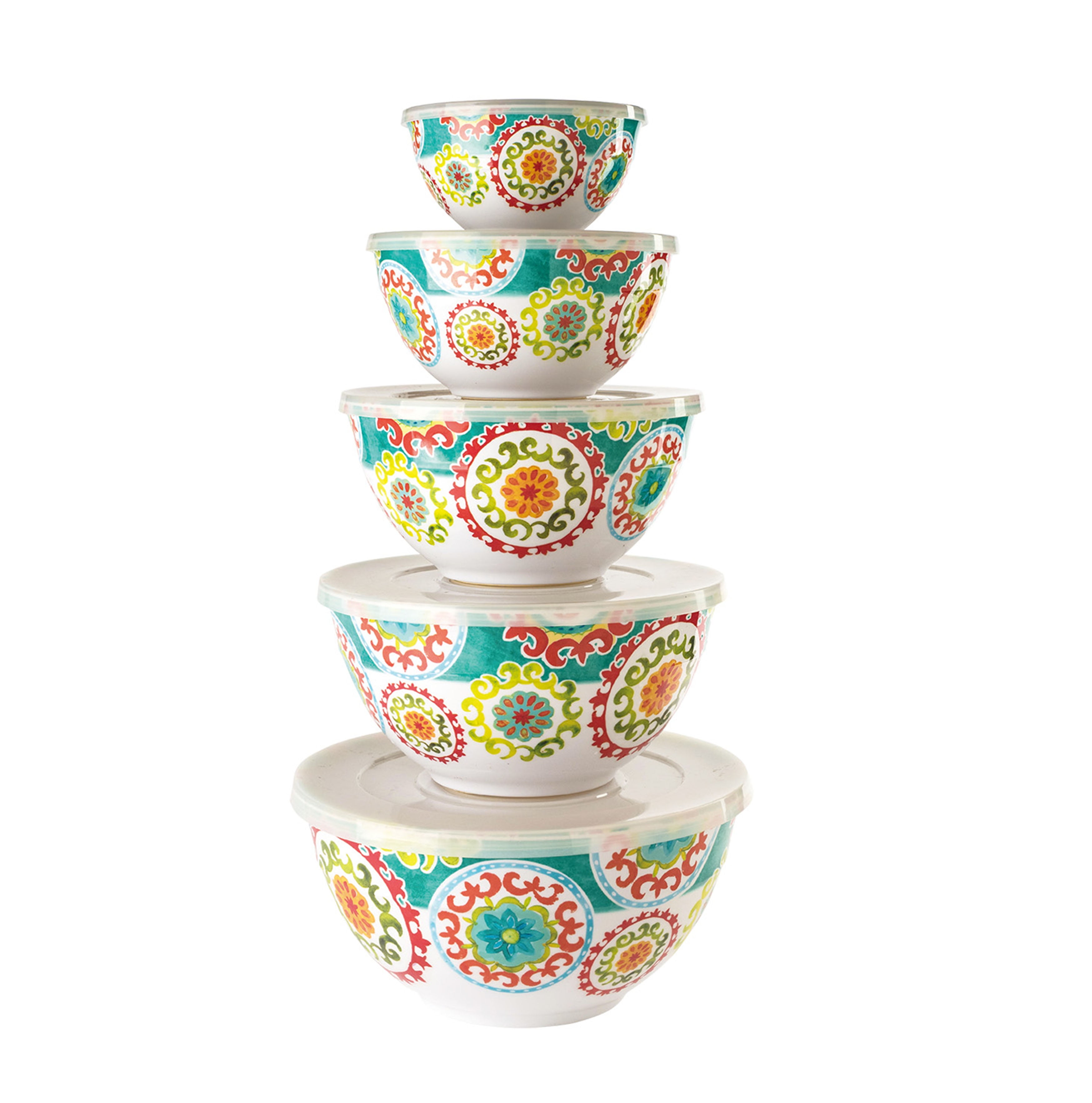 10-Piece Bamboo Melamine Mixing Bowl Set, 5 Bowls + 5 Lids | Made with  Food-Safe and 100% BPA-Free (Vintage Bee)