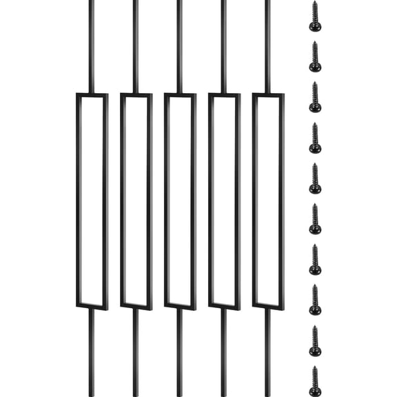10 Piece Metal Deck Railing 44 x 0.5 Inch Staircase Railing with Screws Wrought Iron Railing for Wood Composite Decks Stylish Black Outdoor Stairs Deck Porch