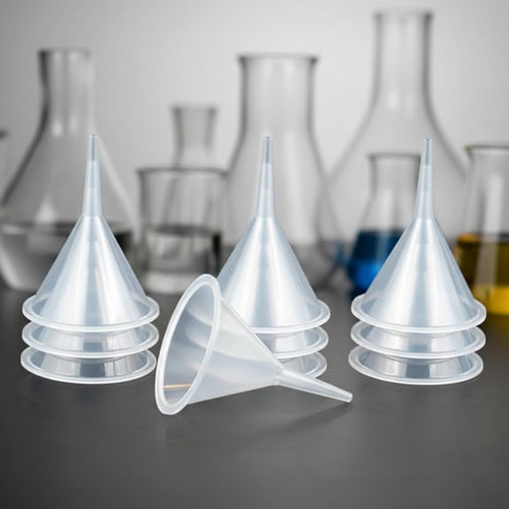 10-Piece Mini Clear Plastic Funnel Set for Narrow Bottles - Ideal for Liquids, Powders, Oils, Capsules, Kitchen Use, Lab Work, and Various Household Tasks