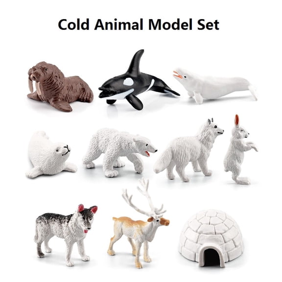 10 Piece Mini Winter Animal Figurines Simulation Scene Decoration Plastic Models For Diorama