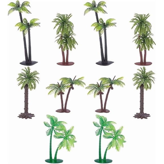 10 Piece Miniature Palm Tree Figurines Resin