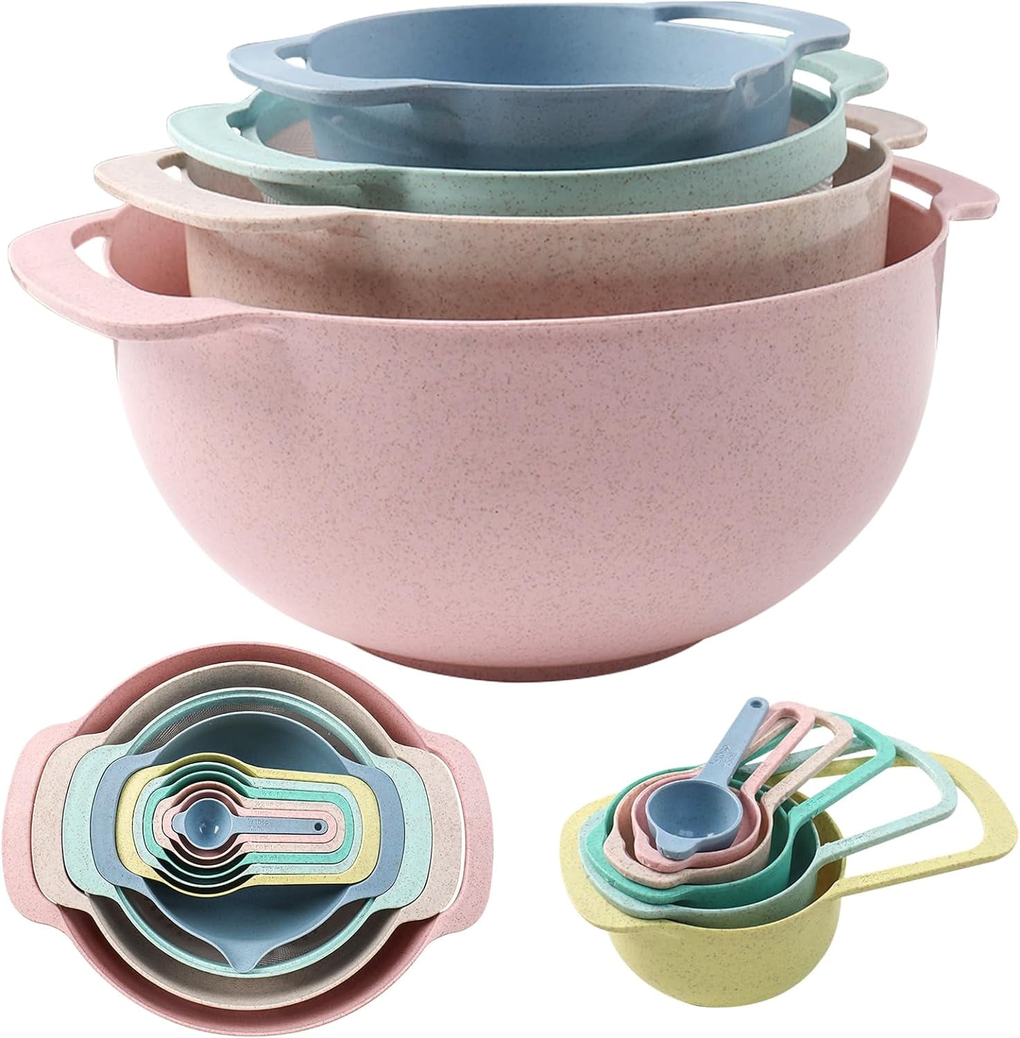 10-Piece Colorful Plastic Mixing and Measuring Bowl Set