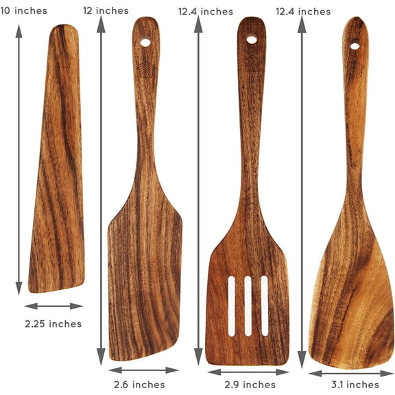 10-Piece Natural Teak Wood Kitchen Utensil Set with Comfortable Grip for Non-Stick Cookware