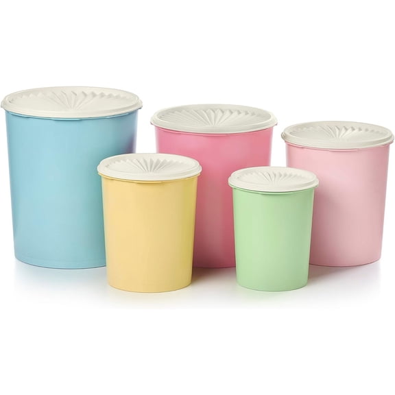 10 Piece Nested Canister Set in Vintage Colors Dishwasher Safe BPA Free 5 Containers 5 Lids