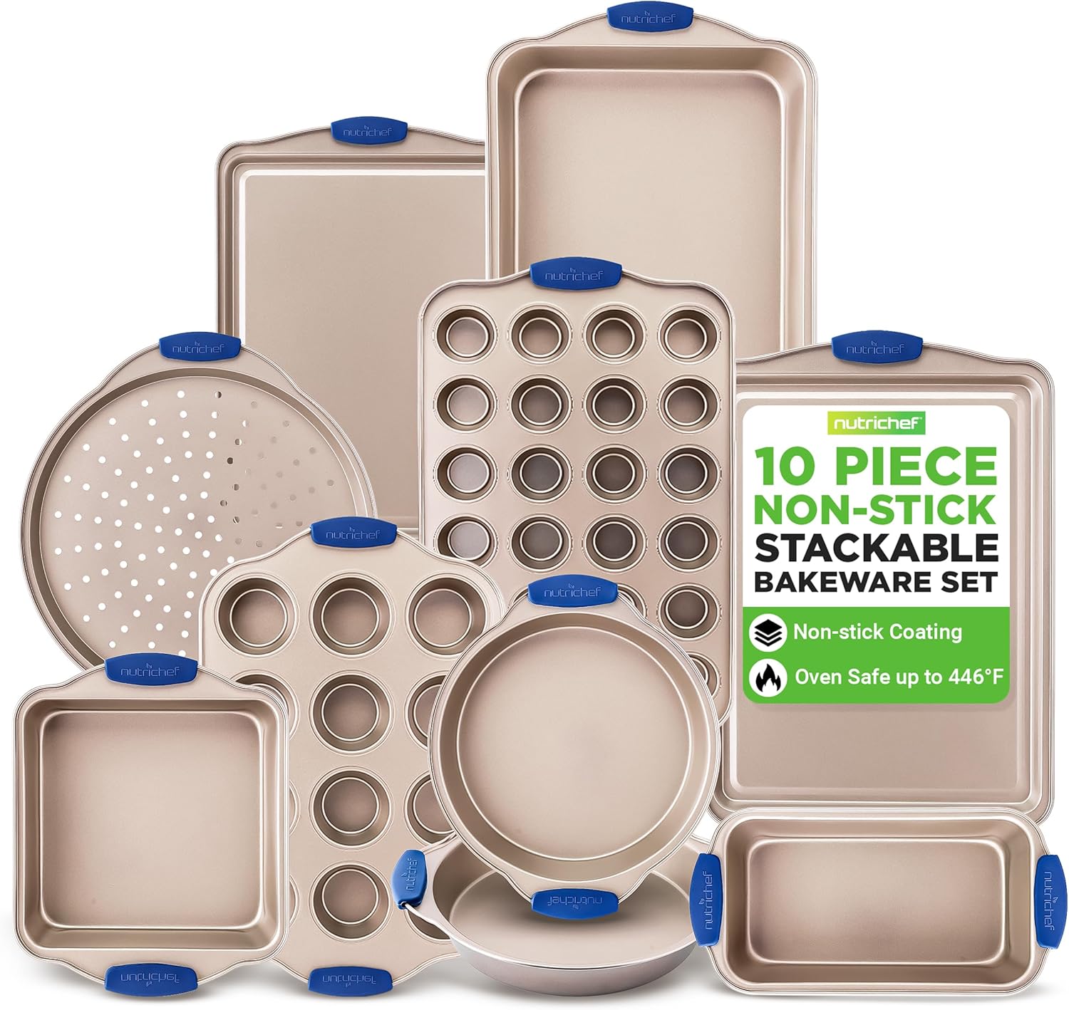 10-Piece Nonstick Bakeware Set - Premium Carbon Steel Baking Pan Set w ...