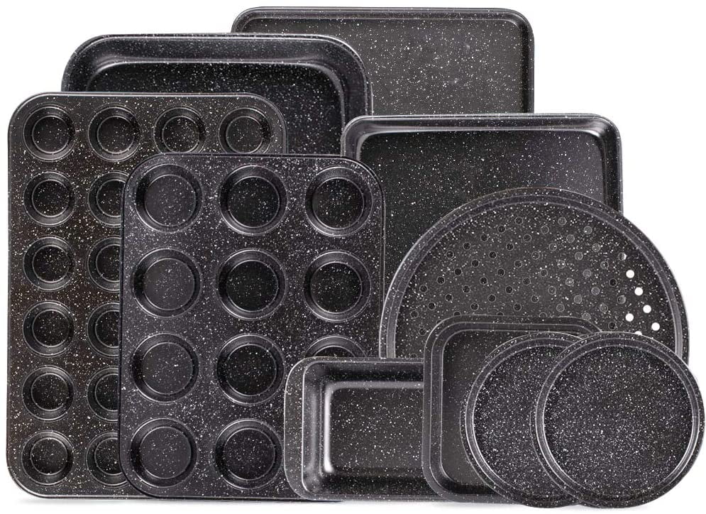 10-Piece Black Ceramic Nonstick Baking Set with Pans and Sheets