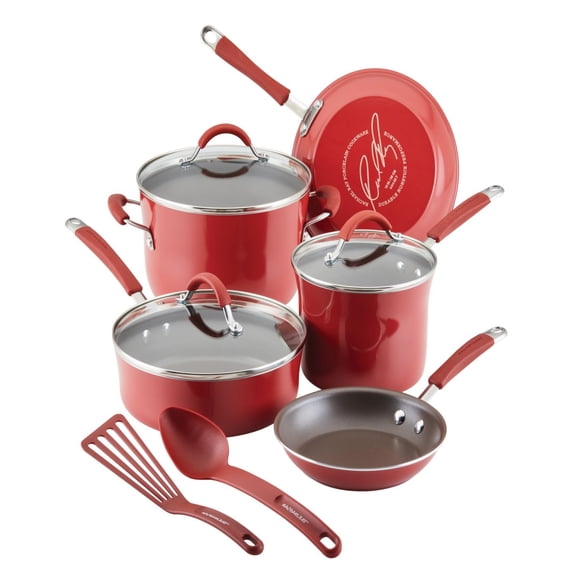 10 Piece Nonstick Cookware Set, Porcelain Enamel, Fast & Even Heat