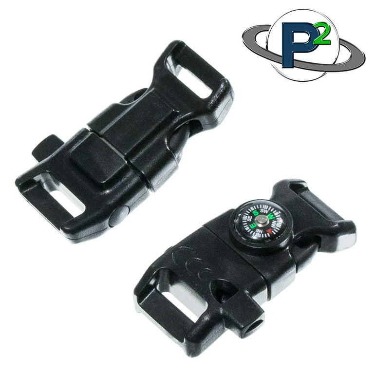 10 Piece Pack Black 5/8 Compass Flint Firestarter Scraper Whistle Utility  Buckles - Ideal for Paracord Bracelets, Outdoors, Emergency, Travel,  Survival, Travel Kits 