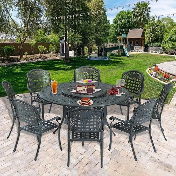 Photo inspiration: Picture Idea: 10 Piece Patio Cast Aluminum Dining Set Outdoor Rust Free