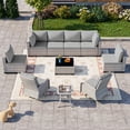 thumbnail image 1 of 10-Piece Patio Furniture Set, Outdoor Patio Furniture with Swivel Chairs Set, Thick Cushions, Modular Patio Sofa, Dual-Strand Wicker Rattan, Rust-Resistant Frame, Grey, 1 of 8