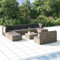 thumbnail image 1 of 10 Piece Patio Lounge Set with Cushions Gray Poly Rattan, 1 of 12
