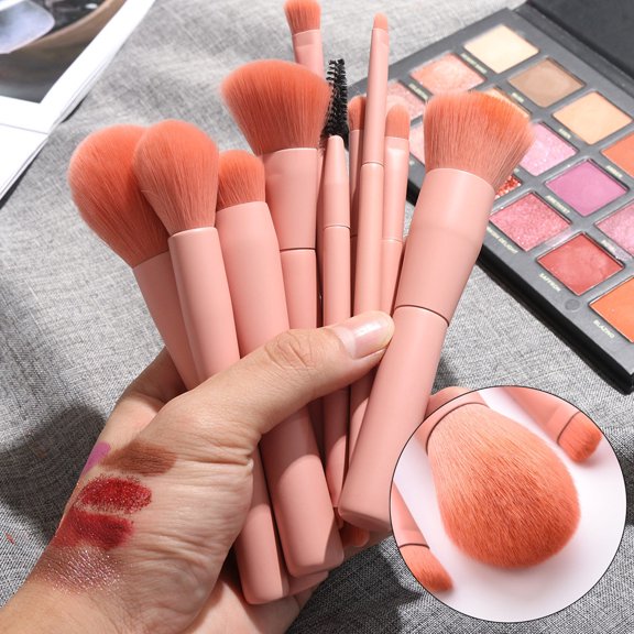 10-Piece Pink Makeup Brush Set - 10 Pink Brushes, Tools Cosmetic Foundation Brush 10Pcs Eyebrow Sets Eyeshadow Brush Makeup Wooden Brush, Easter, St. Patrick'S Day, Wedding, Brush, Makeup Organizers