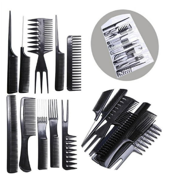 10-Piece Professional Hair Styling Comb Set  Multifunctional Salon Barber Brush Kit for Hairdressing, Massaging, Adults & Kids TIKA