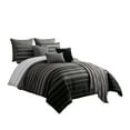 thumbnail image 1 of 10 Piece Queen Polyester Comforter Set with Striped Details, Black and Gray- Saltoro Sherpi, 1 of 6