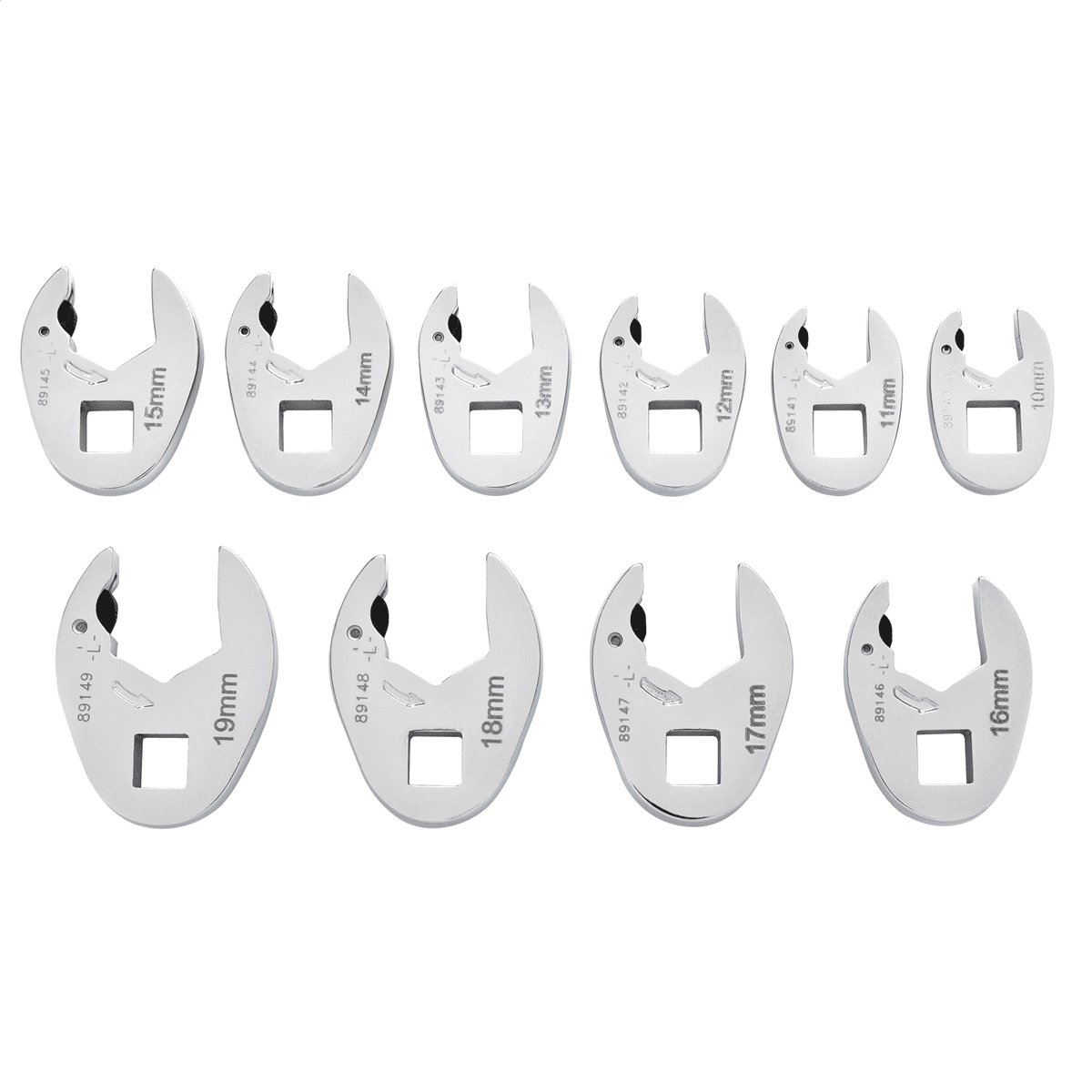 10 Piece Ratcheting Crowfoot MM Wrench Set