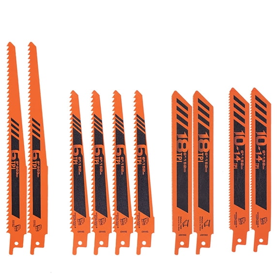 10-Piece Reciprocating Saw Blades Set - Professional Sawzall Blades for Wood, Metal, Drywall & Plastic - High Carbon Steel Pruning Saw Blades - Compatible with DeWalt, Milwaukee & More