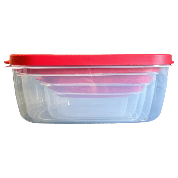 10-Piece Rectangle Food Storage Containers with Vented Lids, Airtight and BPA Free, Stackable, Microwave, Freezer, and Dishwasher Safe (RED)