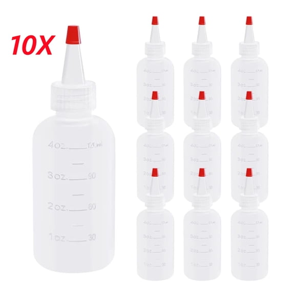 10 Pack 4oz Clear Plastic Squeeze Bottles With Caps Condiment Squeeze Bottles Dispenser for Sauces, Mustard, Honey, Jam, Oil & Vinegar