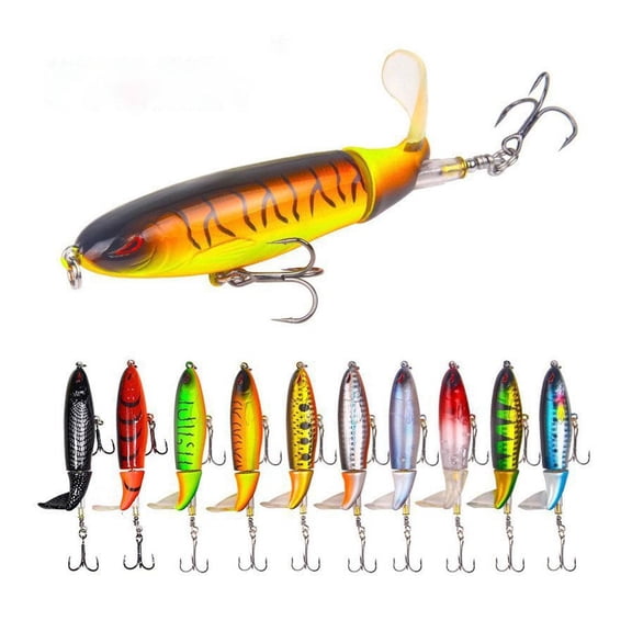 10-Piece Rotating Tail Floating Lure (10cm) Fishing Tackle Accessory
