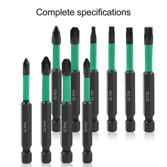 10-Piece S2 Steel Magnetic Screwdriver Bit Set for Impact Drivers