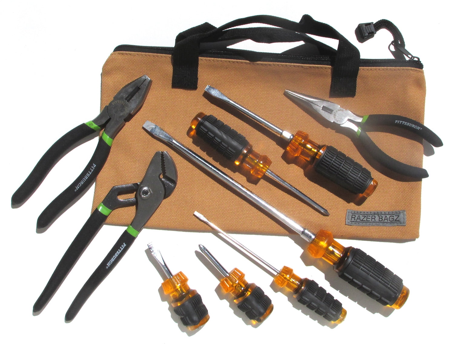 10 Piece Screwdriver and Plier Tool Set with Tool Bag