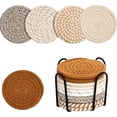 thumbnail image 1 of 10 Piece Set Cotton Rope Woven Round Placemats with Stand Heat Resistant Table Mats Coasters for Dining Table Kitchen Office, 1 of 7