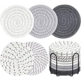 thumbnail image 1 of 10 Piece Set Cotton Rope Woven Round Placemats with Stand Heat Resistant Table Mats Coasters for Dining Table Kitchen Office, 1 of 7