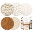 thumbnail image 1 of 10 Piece Set Cotton Rope Woven Round Placemats with Stand Heat Resistant Table Mats Coasters for Dining Table Kitchen Office, 1 of 7