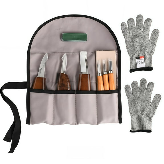 10 Piece Set Walnut Wood Carving Knife Set With Chromium Vanadium Steel Blades