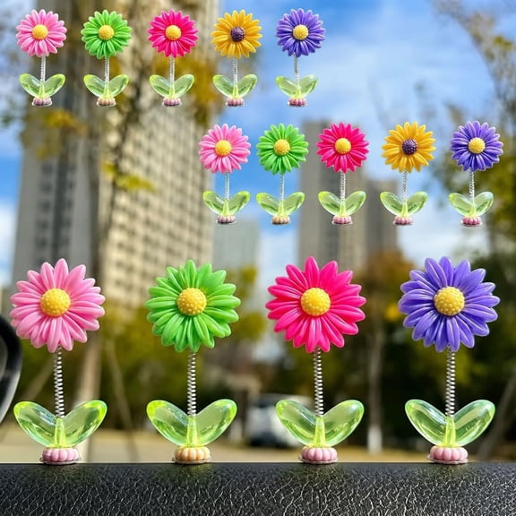 10-Piece Shaking Head Car Dashboard Ornaments, Spring Wobbly Toy Figures for Car Interior and Office Desk