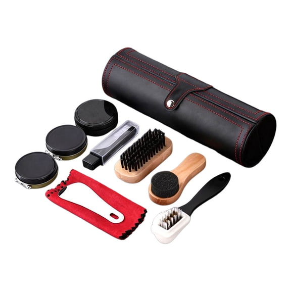10-Piece Shoe Shine Kit Leather Boot Polish Kit with Brushes and Black Neutral Polish for Shoe Care and Cleaning
