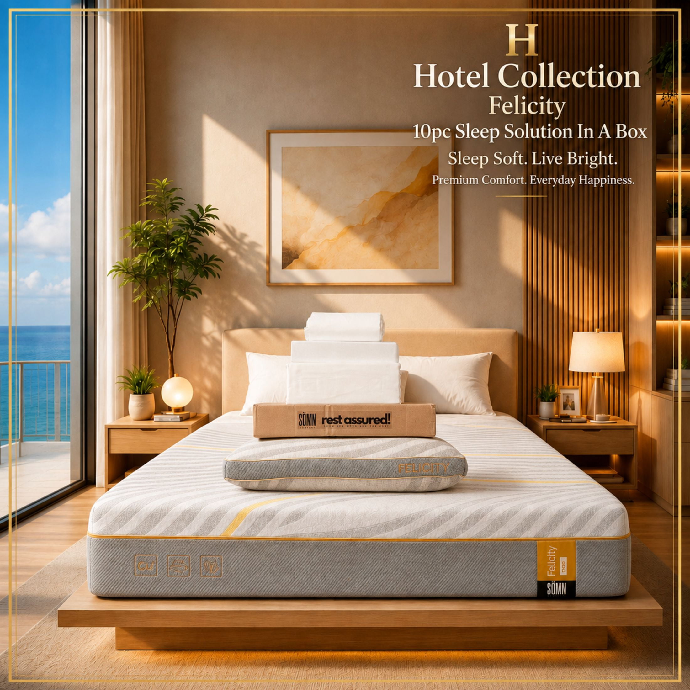 Sömn Company Rest Assured Hotel Collection 10" Copper-Infused Memory Foam Mattress in a Box, Full, 10-Piece Set