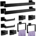 thumbnail image 1 of stusgo Matte Black 10-Piece Square Bathroom Hardware Set with Towel Bar, Hook, Toilet Paper Holder and Ring（Black）, 1 of 7
