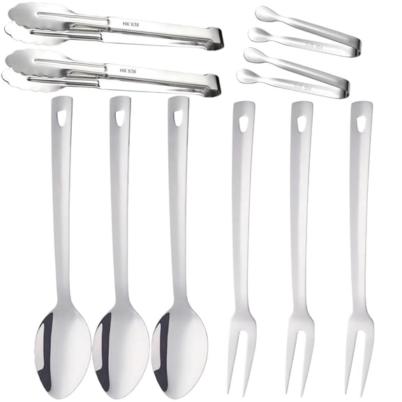 10-Piece Stainless Steel Flatware Serving Utensils Set Silver